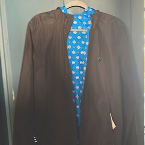 KENZO PARIS F955BL1511NG BLACK BLUE REVERSIBLE LOGO WINDBREAKER HOODED JACKET